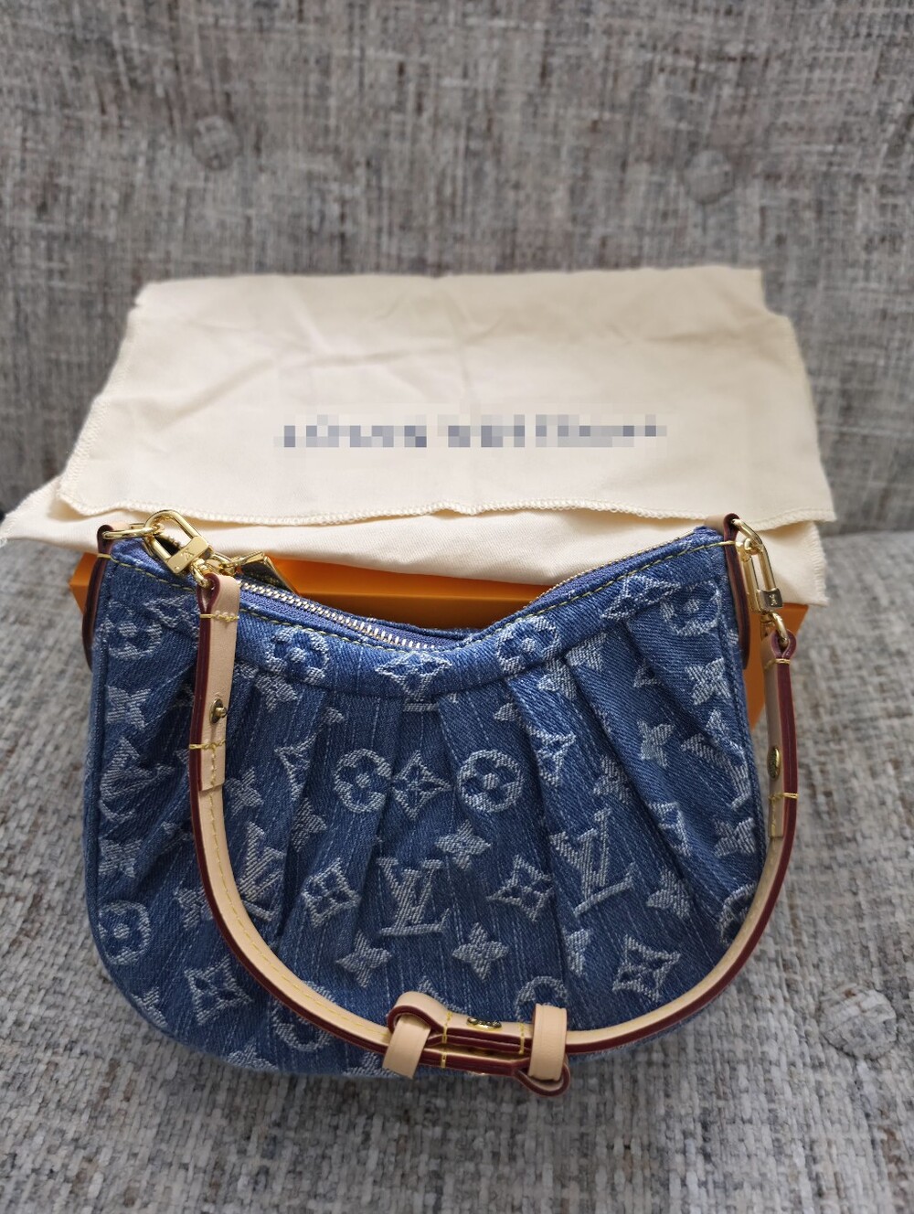 Designer Monogram Denim Hobo Bag in Blue